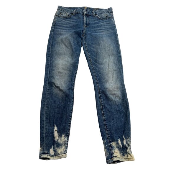 7 For All Mankind The Ankle Skinny Jeans in Blue - Picture 1 of 3
